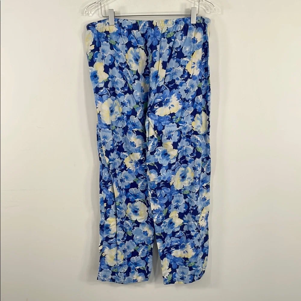 Lauren Ralph Lauren‎ Floral 3/4 Sleeve Notch Collar Long Pants Pajama Set Sz L